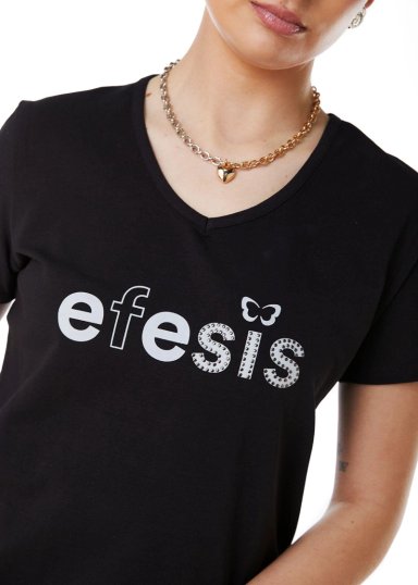 POLERA SARAI REGULAR ESTAMPADO Y TACHAS NEGRO EFESIS - 5