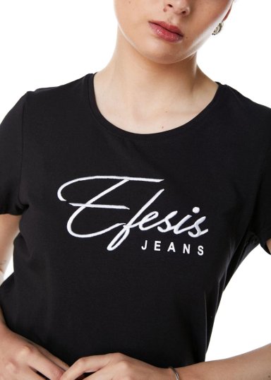 POLERA ANNIE REGULAR ESTAMPADO Y BORDADO NEGRO EFESIS - 2