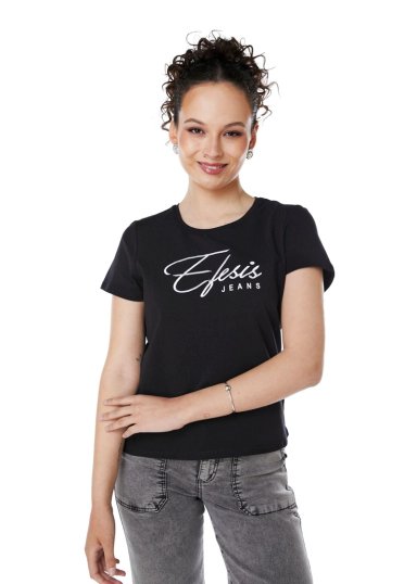 POLERA ANNIE REGULAR ESTAMPADO Y BORDADO NEGRO EFESIS - 5