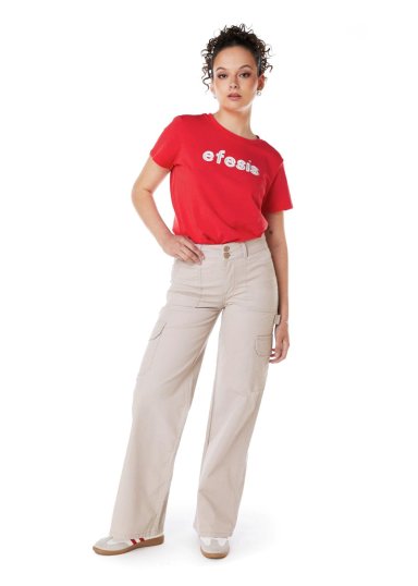 PANTALON NAOS PALAZZO CARGO BEIGE EFESIS - 1