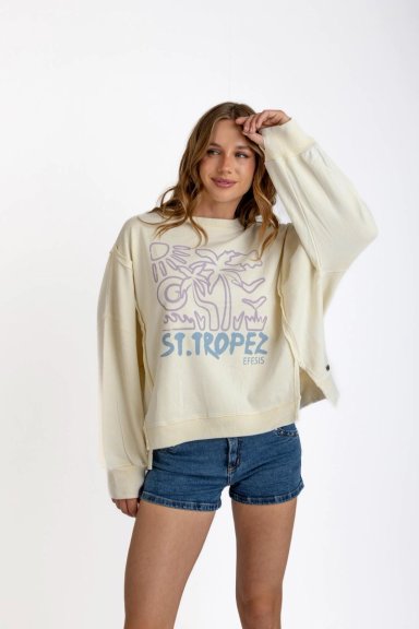 POLERON KIOTO OVERSIZE CORTES Y ESTAMPADO CRUDO EFESIS - 2