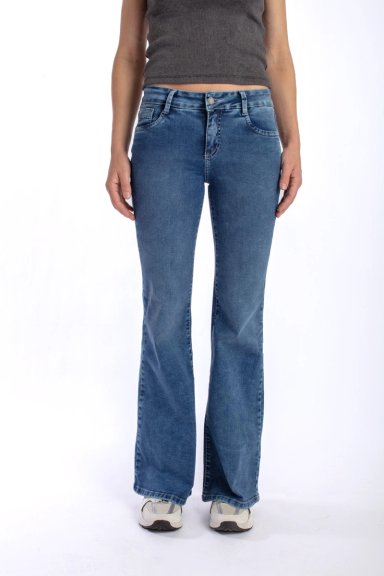JEANS WINGS FLARE BORDADO ALAS AZUL MEDIO EFESIS - 2