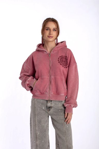 POLERON ZIPER OVERSIZE GRAVILLADO Y ESTAMPADO BURDEO EFESIS - 2