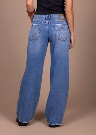 JEANS PUFF WIDE BOLSILLO CON ESTRELLAS AZUL LIGHT EFESIS - 4
