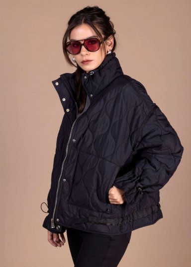 PARKA AINA REGULAR ACOLCHADA Y RECOGIDO NEGRO EFESIS - 3