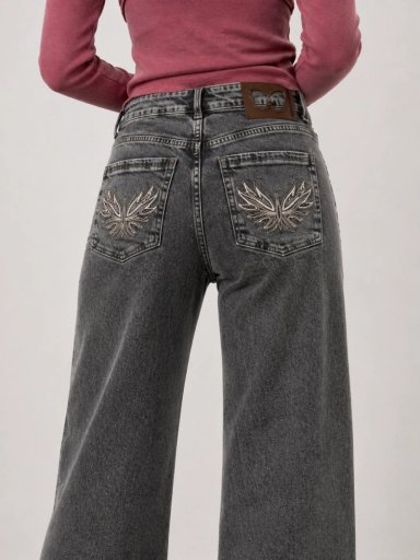 JEANS ANGEL GREY PALAZZO BORDADO ALAS GRIS EFESIS - 4