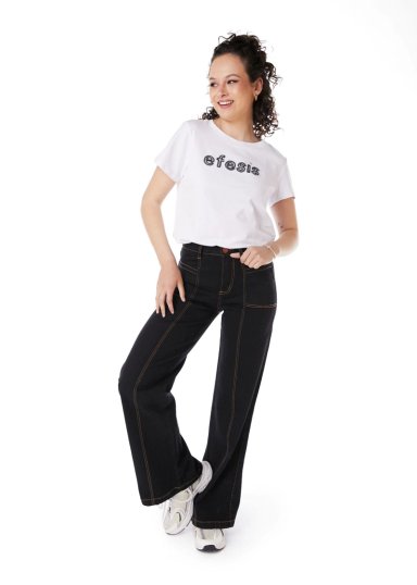 JEANS PIRAGI PALAZZO HILO CONTRATONO Y BOLSILLO INCRUSTADO NEGRO EFESIS - 1