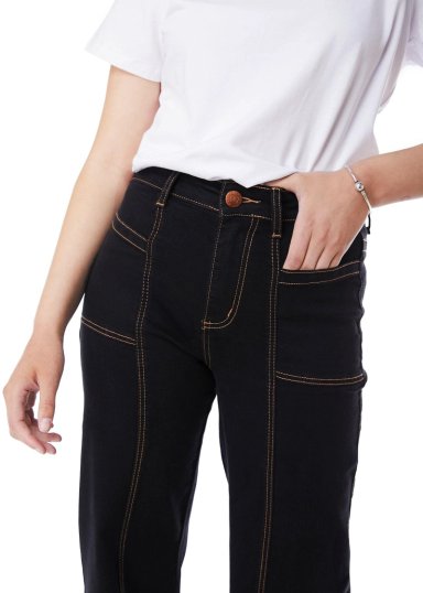 JEANS PIRAGI PALAZZO HILO CONTRATONO Y BOLSILLO INCRUSTADO NEGRO EFESIS - 6