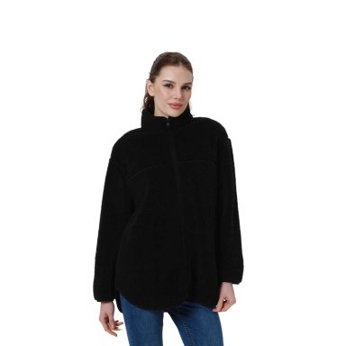 POLAR MUJER TIPO CHAQUETA BOLSILLO NEGRO - 1