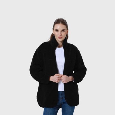 POLAR MUJER TIPO CHAQUETA BOLSILLO NEGRO - 2