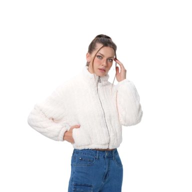 CHAQUETA MUJER TIPO POLAR CRUDO - 1