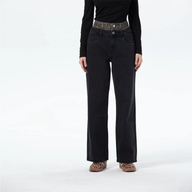JEANS MUJER CINTURA CALCE RECTO NEGRO - 1