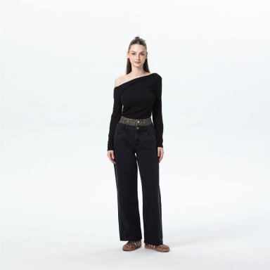 JEANS MUJER CINTURA CALCE RECTO NEGRO - 4