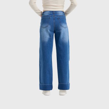 JEANS MUJER WIDE LEG BASTA AZUL - 3