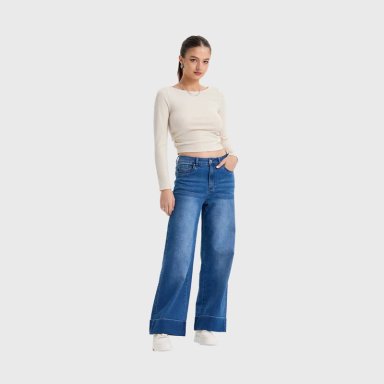JEANS MUJER WIDE LEG BASTA AZUL - 4