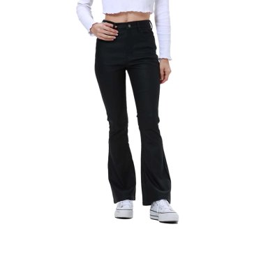 JEANS MUJER FLARE ENGOMADO NEGRO - 1