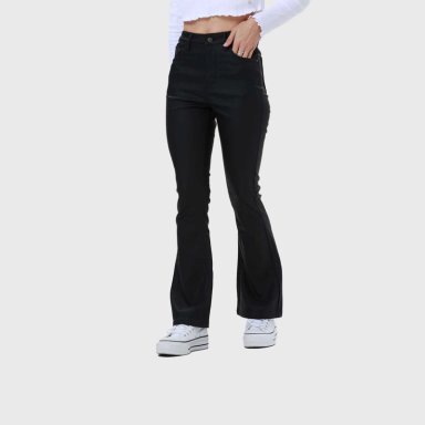 JEANS MUJER FLARE ENGOMADO NEGRO - 2