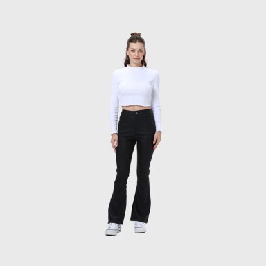 JEANS MUJER FLARE ENGOMADO NEGRO - 4