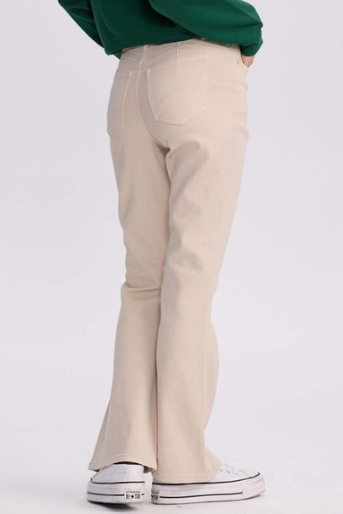 JEANS MUJER FLARE COLOR LINE BEIGE CLARO - 4