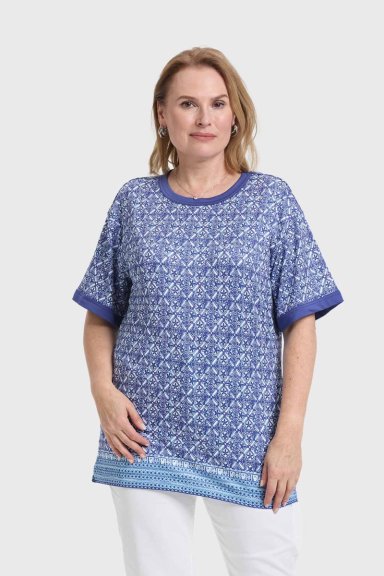 POLERA MUJER PRINT AZUL - 1