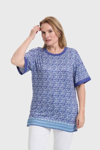 POLERA MUJER PRINT AZUL - 2