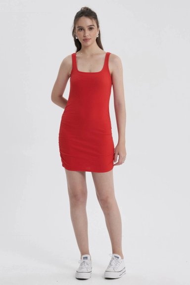 VESTIDO MUJER TUBO ROJO OSCURO - 1