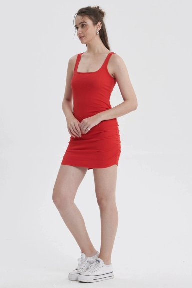 VESTIDO MUJER TUBO ROJO OSCURO - 3