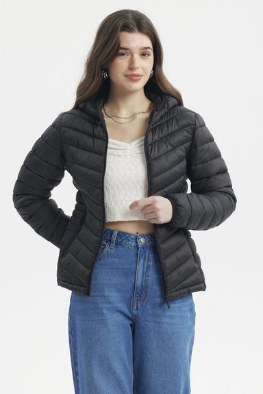 PARKA MUJER CORTA PLUMMY CORTES NEGRO - 1
