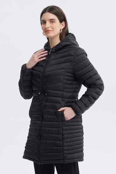 PARKA MUJER LARGA BASICA NEGRO - 2