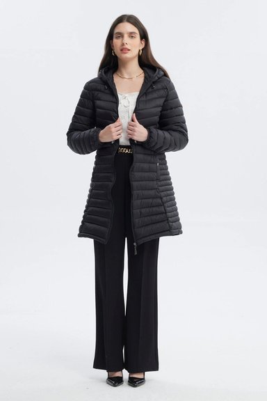 PARKA MUJER LARGA BASICA NEGRO - 4