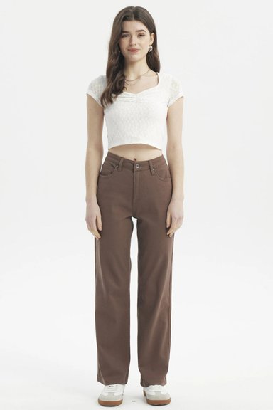JEANS MUJER CALCE RECTO COLOR CHOCOLATE - 4