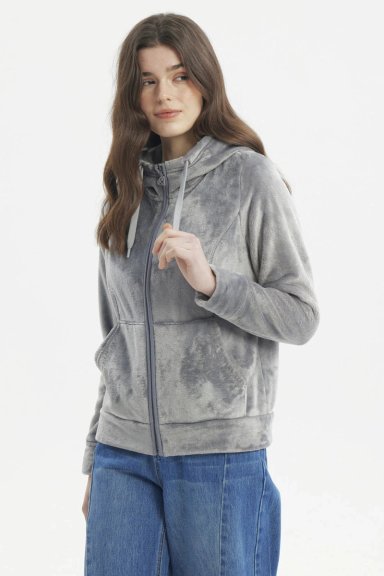 POLAR MUJER ABIERTO PLUSH GRIS OSCURO - 2