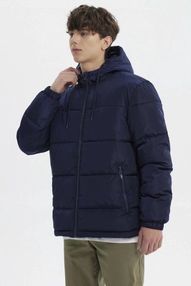 PARKA HOMBRE BASICA LISA AZUL MARINO - 2