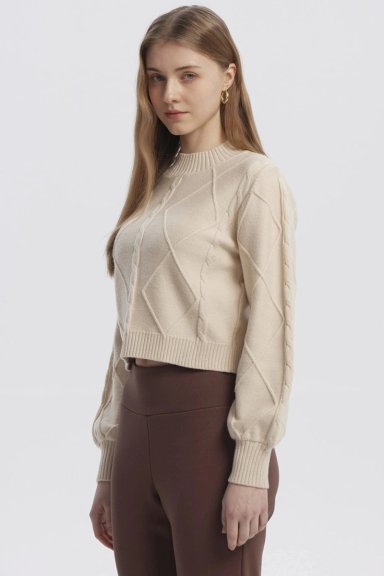 SWEATER MUJER LISO BEIGE CLARO - 2