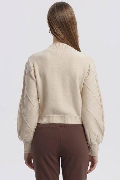 SWEATER MUJER LISO BEIGE CLARO - 3