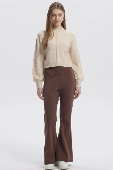 SWEATER MUJER LISO BEIGE CLARO - 4