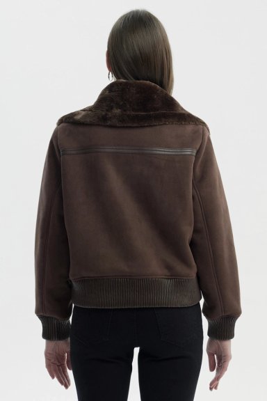CHAQUETA MUJER CUELLO CAMISERO CAFE - 3
