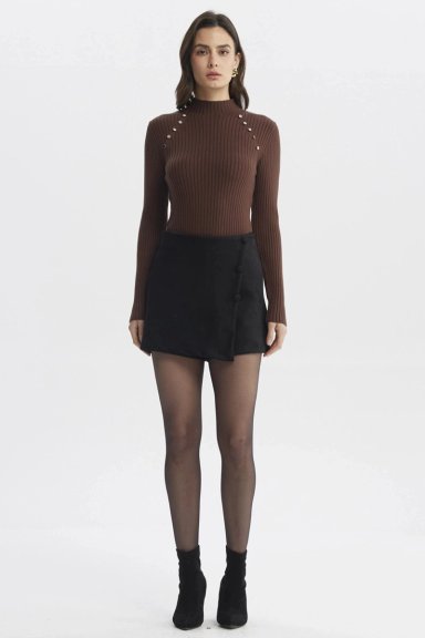 SWEATER MUJER AJUSTADO CAFE - 4