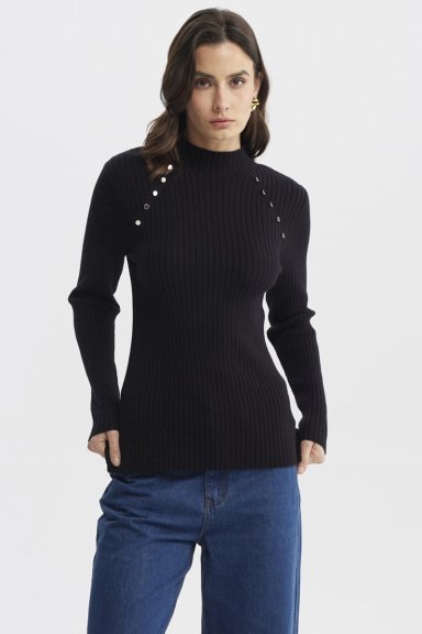 SWEATER MUJER AJUSTADO NEGRO - 1