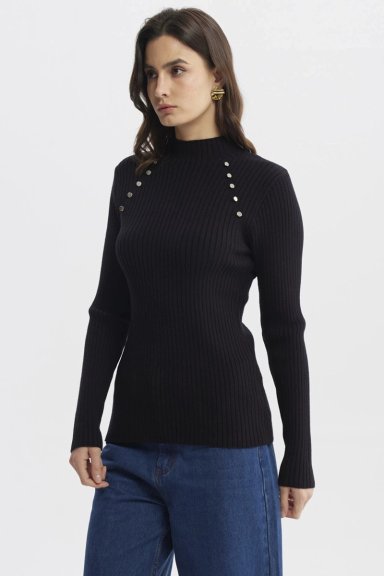 SWEATER MUJER AJUSTADO NEGRO - 2