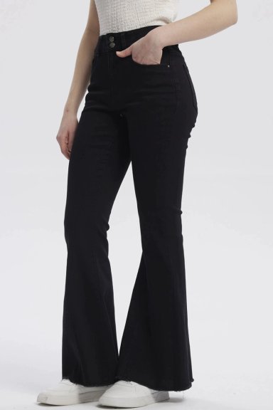 JEANS MUJER MODA FLARE NEGRO - 2