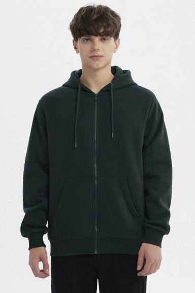 POLERON HOMBRE FULL ZIPPER BASICO VERDE OSCURO - 1