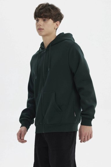 POLERON HOMBRE FULL ZIPPER BASICO VERDE OSCURO - 2