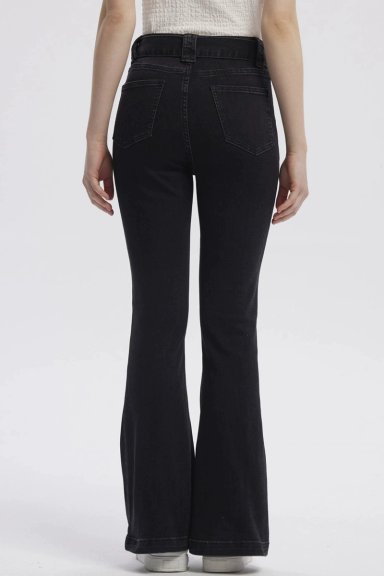 JEANS MUJER MODA FLARE NEGRO - 3