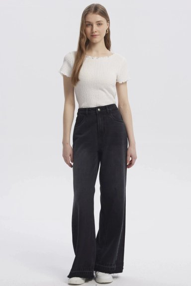 JEANS MUJER MODA WIDE LEG NEGRO - 5