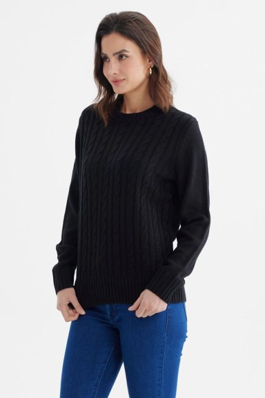 SWEATER MUJER TRENZADO NEGRO - 2