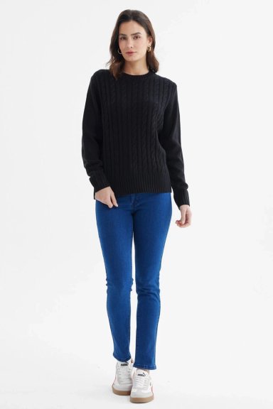 SWEATER MUJER TRENZADO NEGRO - 4