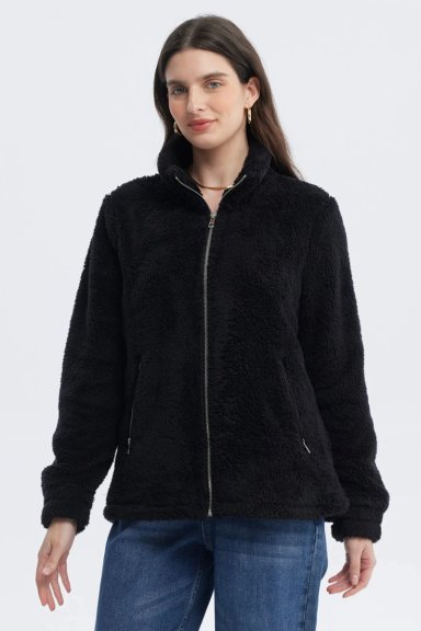 POLAR MUJER BASICO PELUDO NEGRO - 1