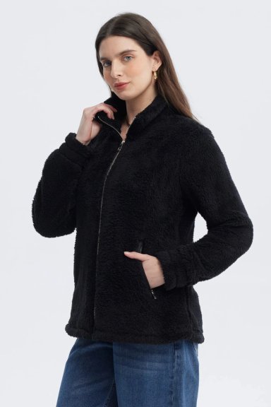 POLAR MUJER BASICO PELUDO NEGRO - 2