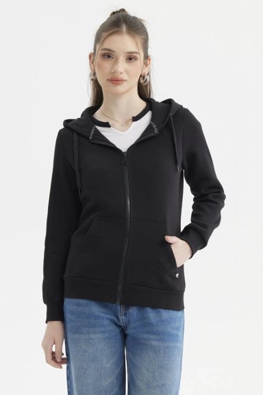 POLERON MUJER ABIERTO HODIE NEGRO - 1